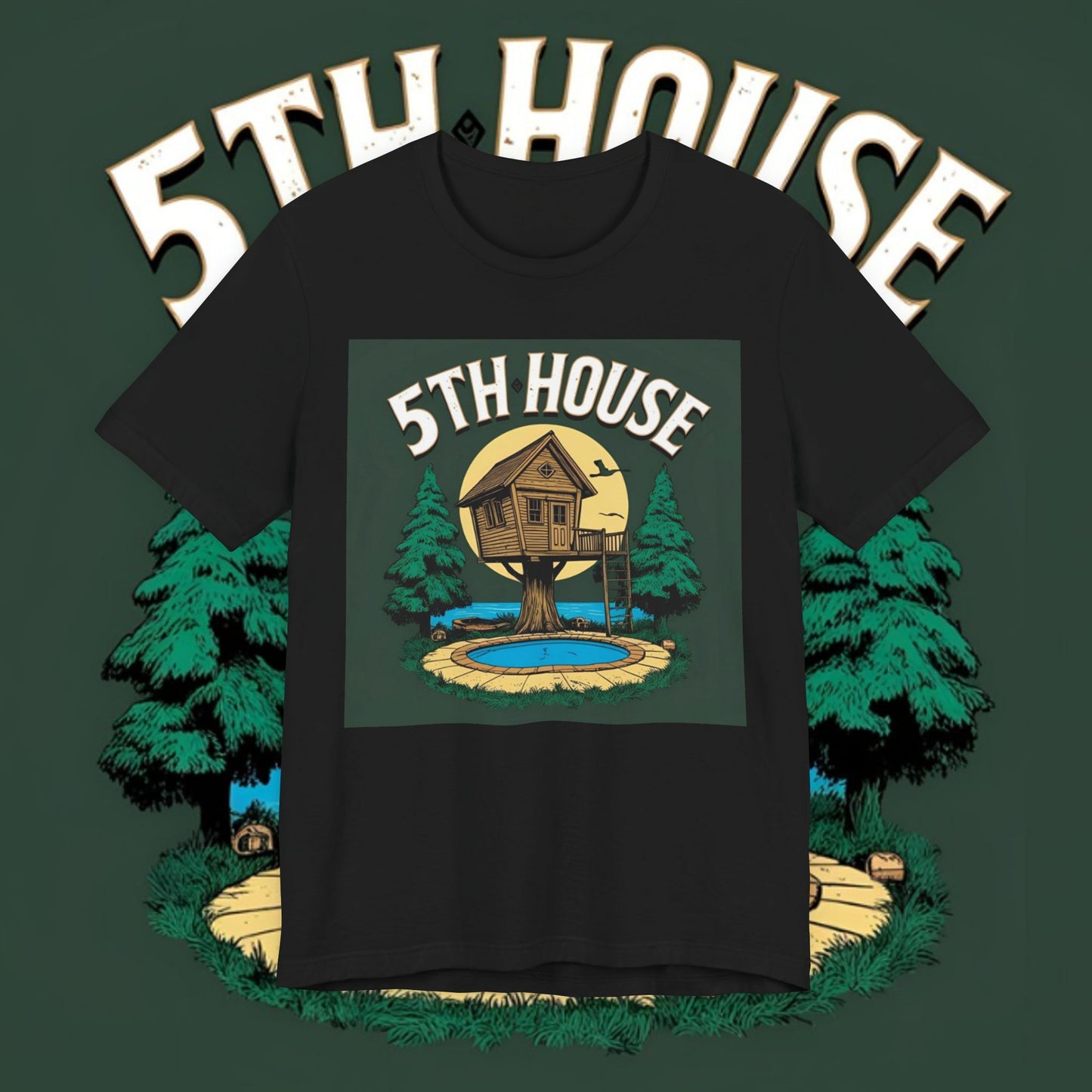 5th House Treehouse Unisex T-Shirt, Nature Tee, Adventure Shirt, Gift for Campers, Outdoor Enthusiasts, Cozy Weekend Wear